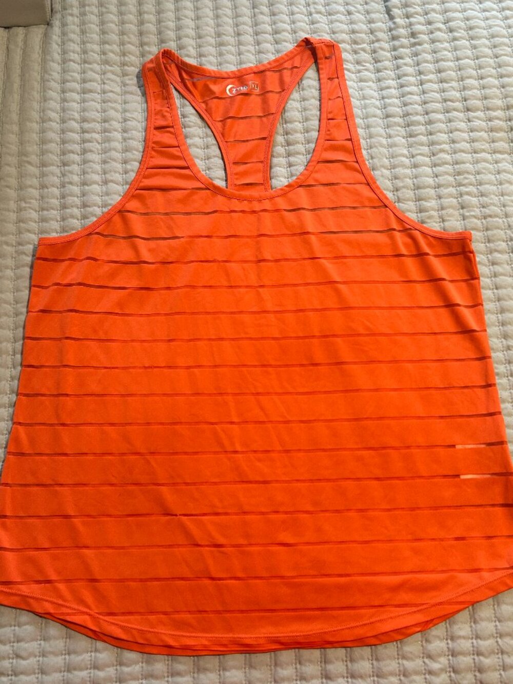 Zyia Active Orange Havana Mesh Racerback Tank Top XL Striped Athletic Gym Womens